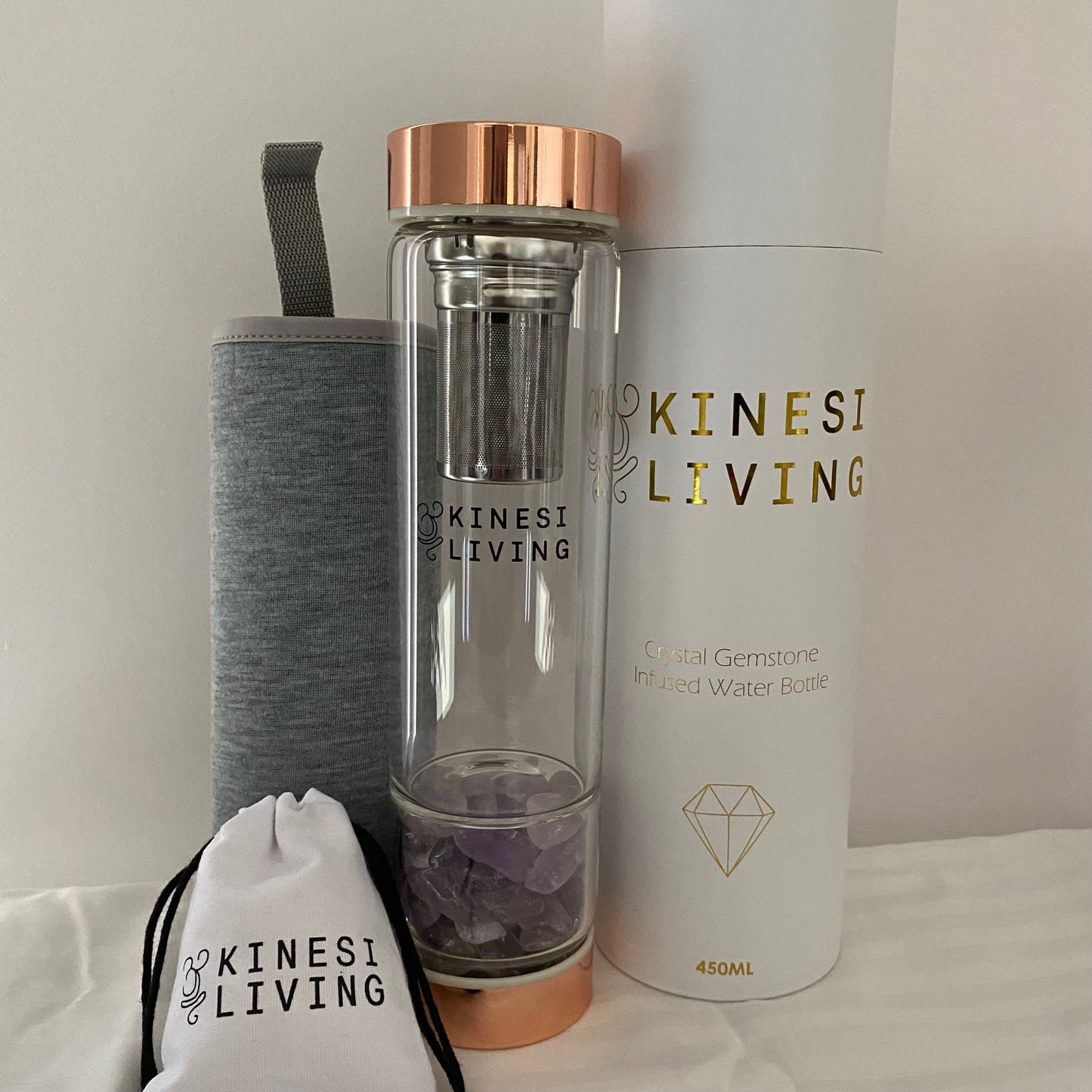 Amethyst Healing Crystal Infused Water Bottle