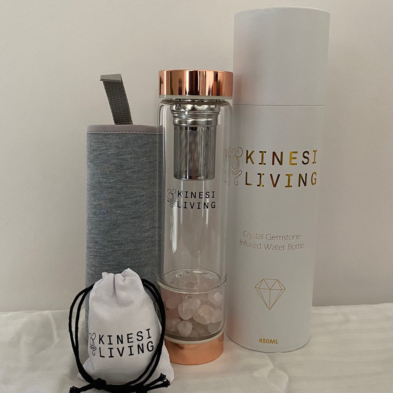 Rose Quartz Healing Crystal Infused Water Bottle