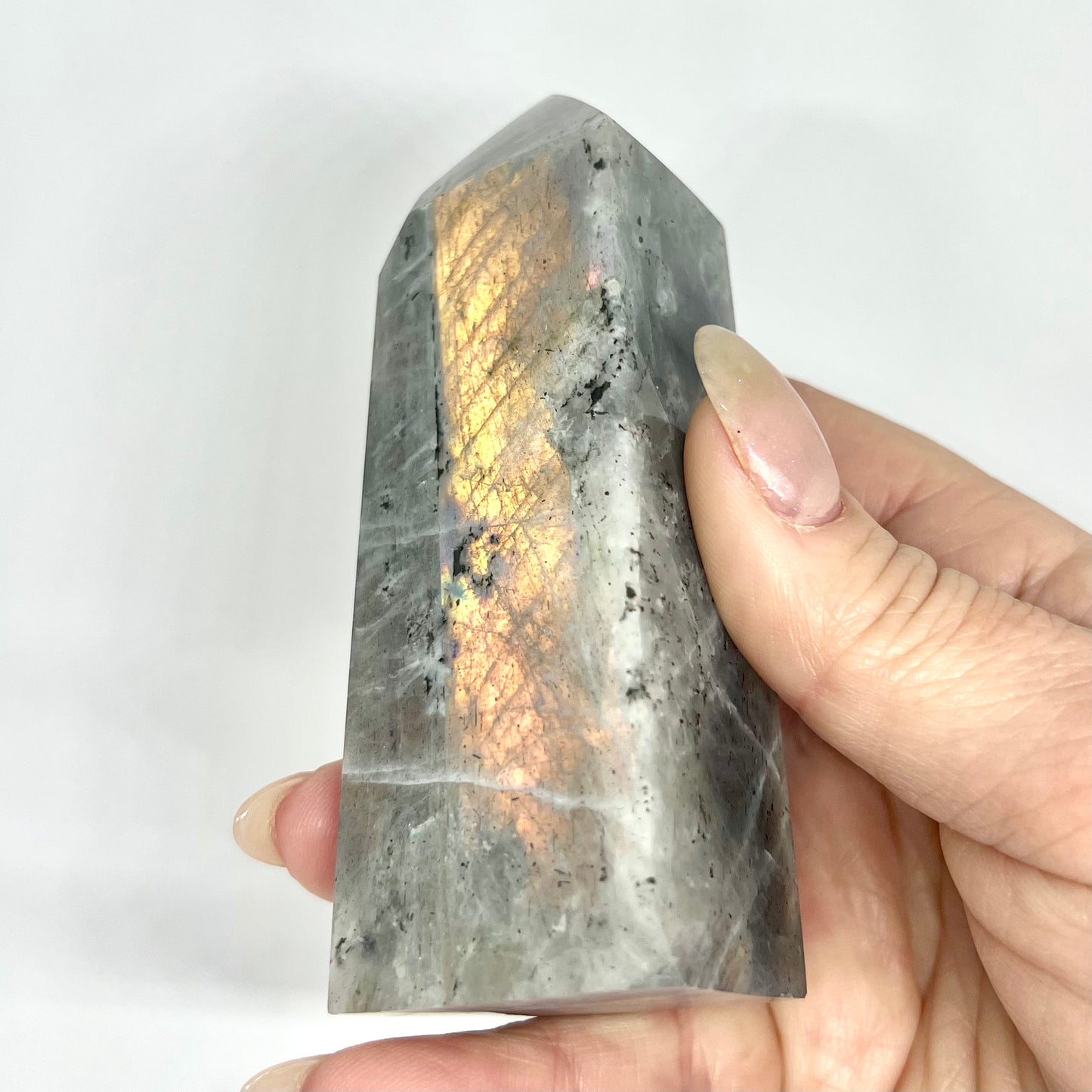 Labradorite Crystal Tower Point Obelisk Light Colour