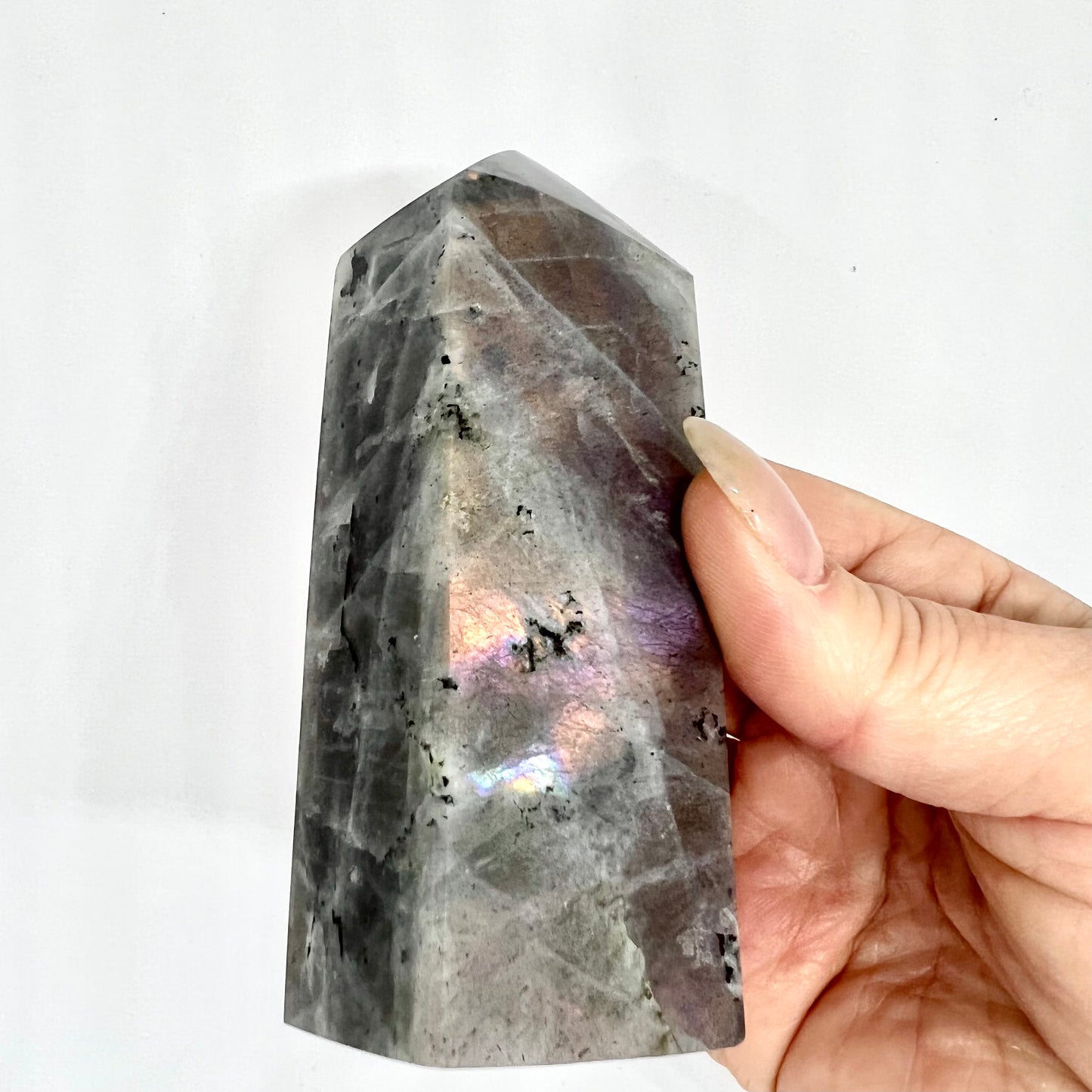 Labradorite Crystal Tower Point Obelisk Light Colour