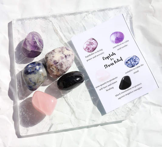 Calm Your Farm self-regulation Christmas crystal gift box with Sweary as Fuck deck, chakra journal, crystal pen and crystals for stress and anxiety