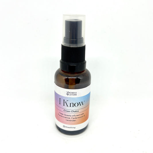 I Know Crown Chakra essential oil spray 50ml Clear Quartz infused - spiritual connection environmental aromatherapy seventh chakra Australia