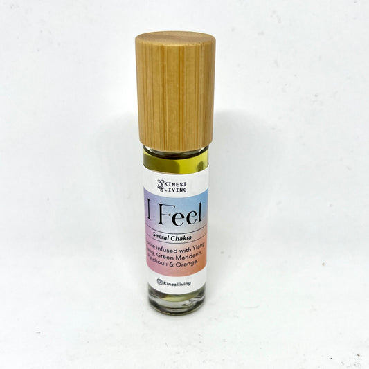 I Feel Sacral Chakra essential oil roller 10ml Fluorite infused - creativity emotional balance support second chakra aromatherapy Australia EMK Practitioner