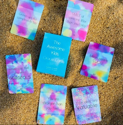 Awesome Kids Oracle Deck for Teen Witch Starter Pack crystal gift box with chakra journal, crystal pen and crystals for protection, calm and intuition