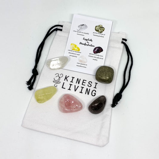 Manifestation Crystal Kit - Law of attraction Clear Quartz Citrine Pyrite Australia