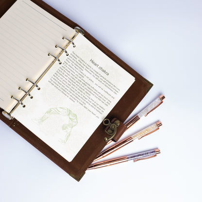 Leather Chakra Journal crystal pen set - A5 goddess notebook Australia