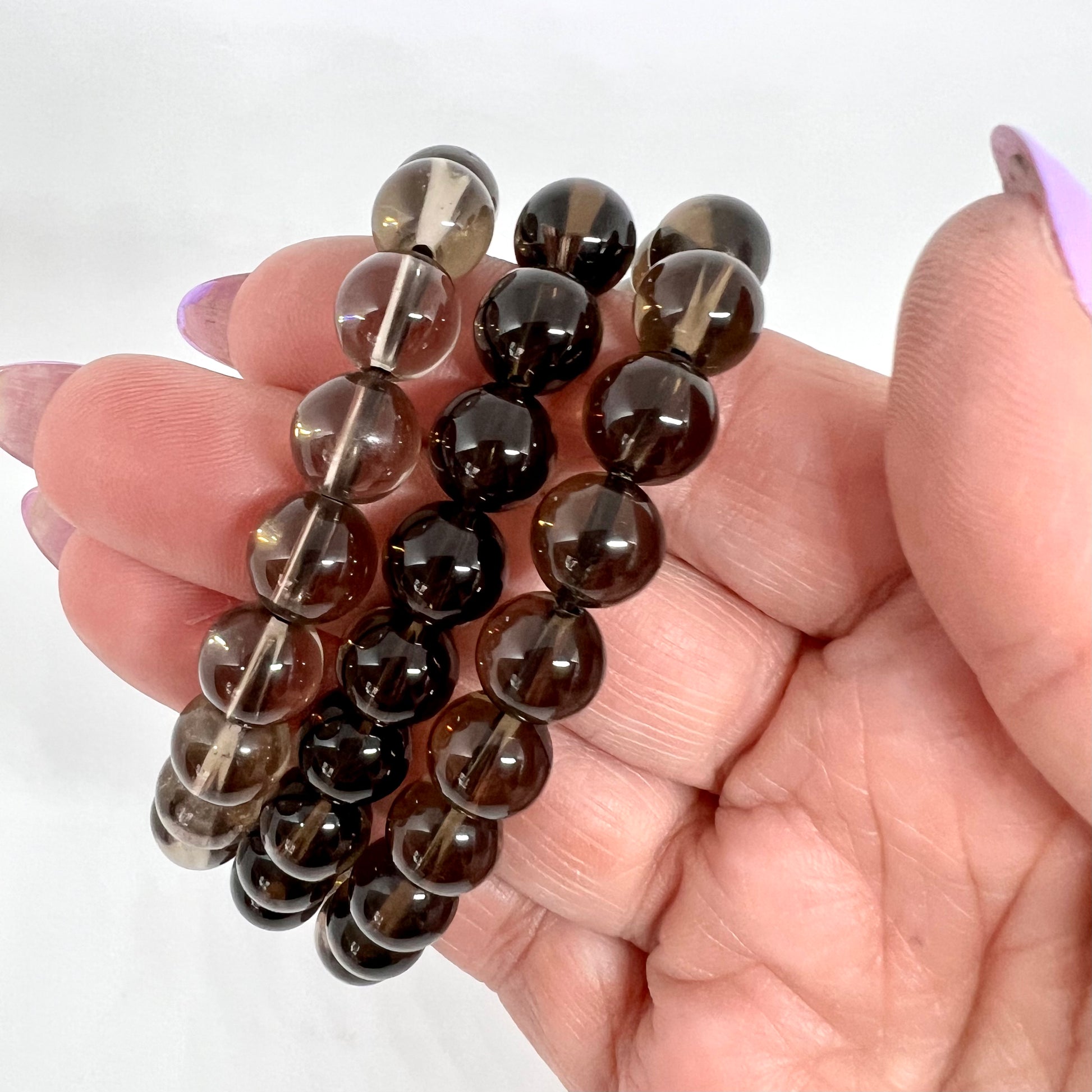Smoky Quartz Bracelet 8mm beads - Negative energy clearing crystal bracelet Australia