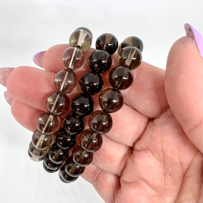 Smoky Quartz Bracelet 8mm beads - Negative energy clearing crystal bracelet Australia