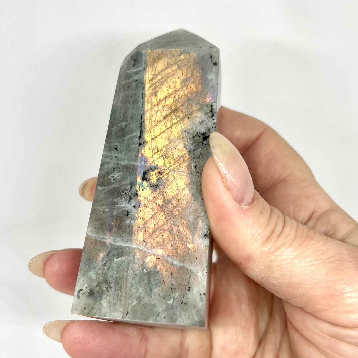 Labradorite Crystal Tower Point Obelisk Light Colour