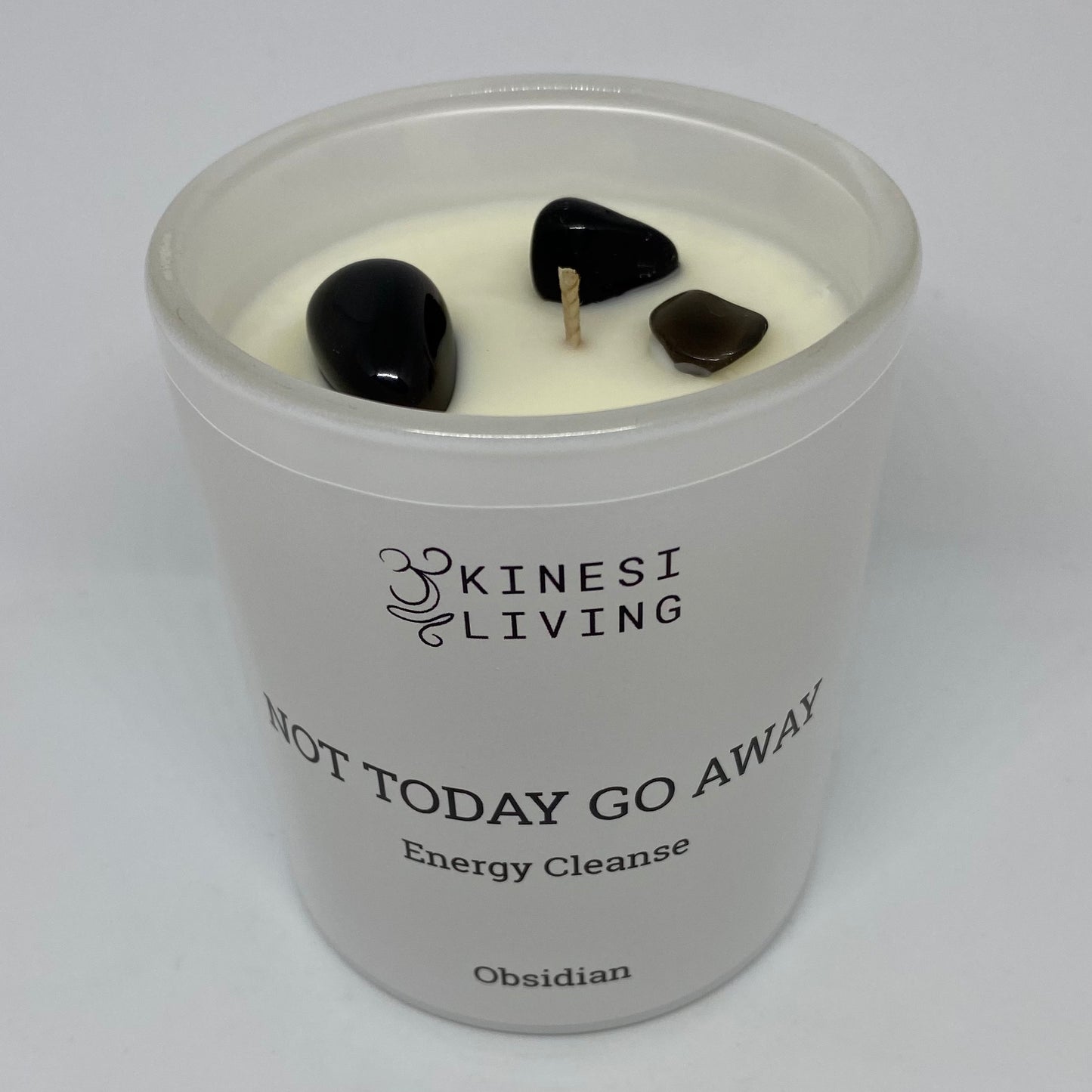 Not Today Go Away Black Obsidian Crystal infused Candles