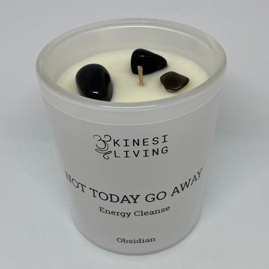 Not Today Go Away Black Obsidian Crystal infused Candles