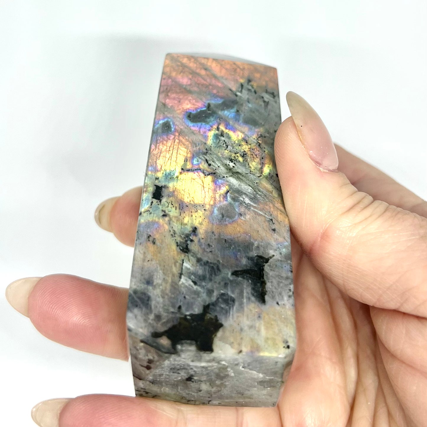 Labradorite Crystal Tower Point Obelisk Light Colour