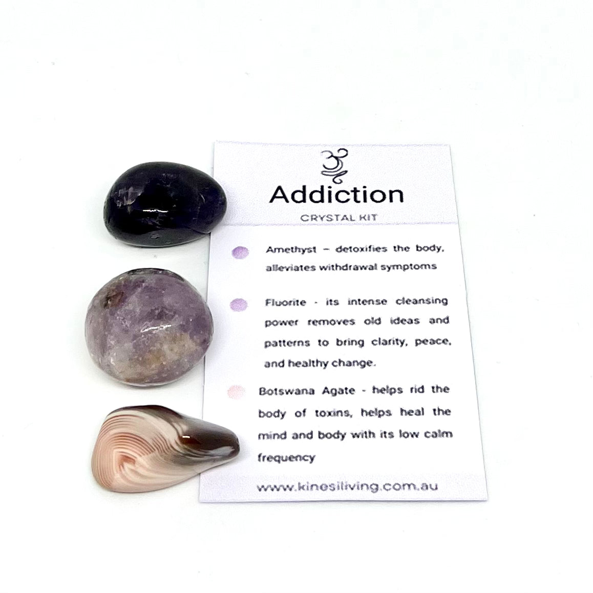 Addiction Support Crystal Kit - Recovery stones Amethyst Purple Fluorite Australia
