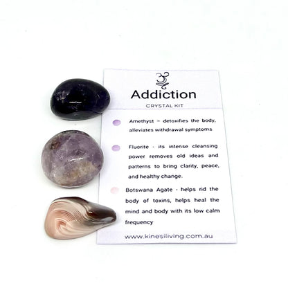Addiction Support Crystal Kit - Recovery stones Amethyst Purple Fluorite Australia