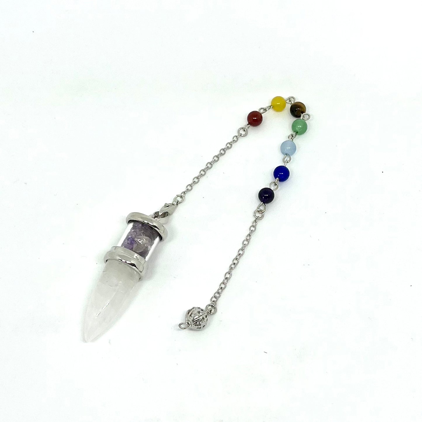 Clear Quartz with Amethyst Pendulum