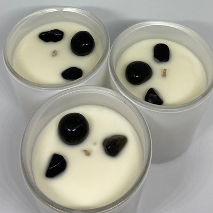 Off You Fuck Black Obsidian candle - Negative energy clearing crystal candle Australia