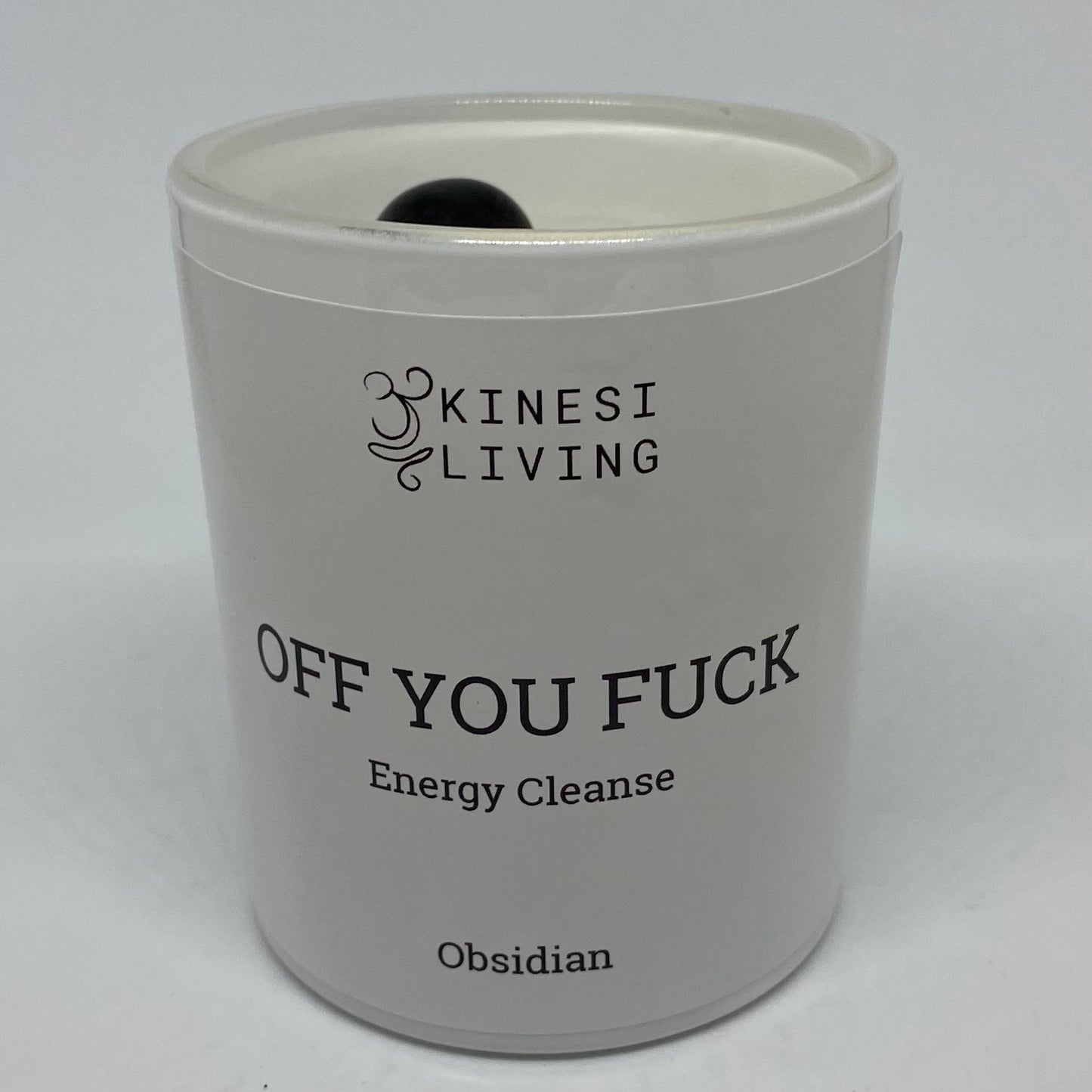 Off You Fuck Black Obsidian candle - Negative energy clearing crystal candle Australia