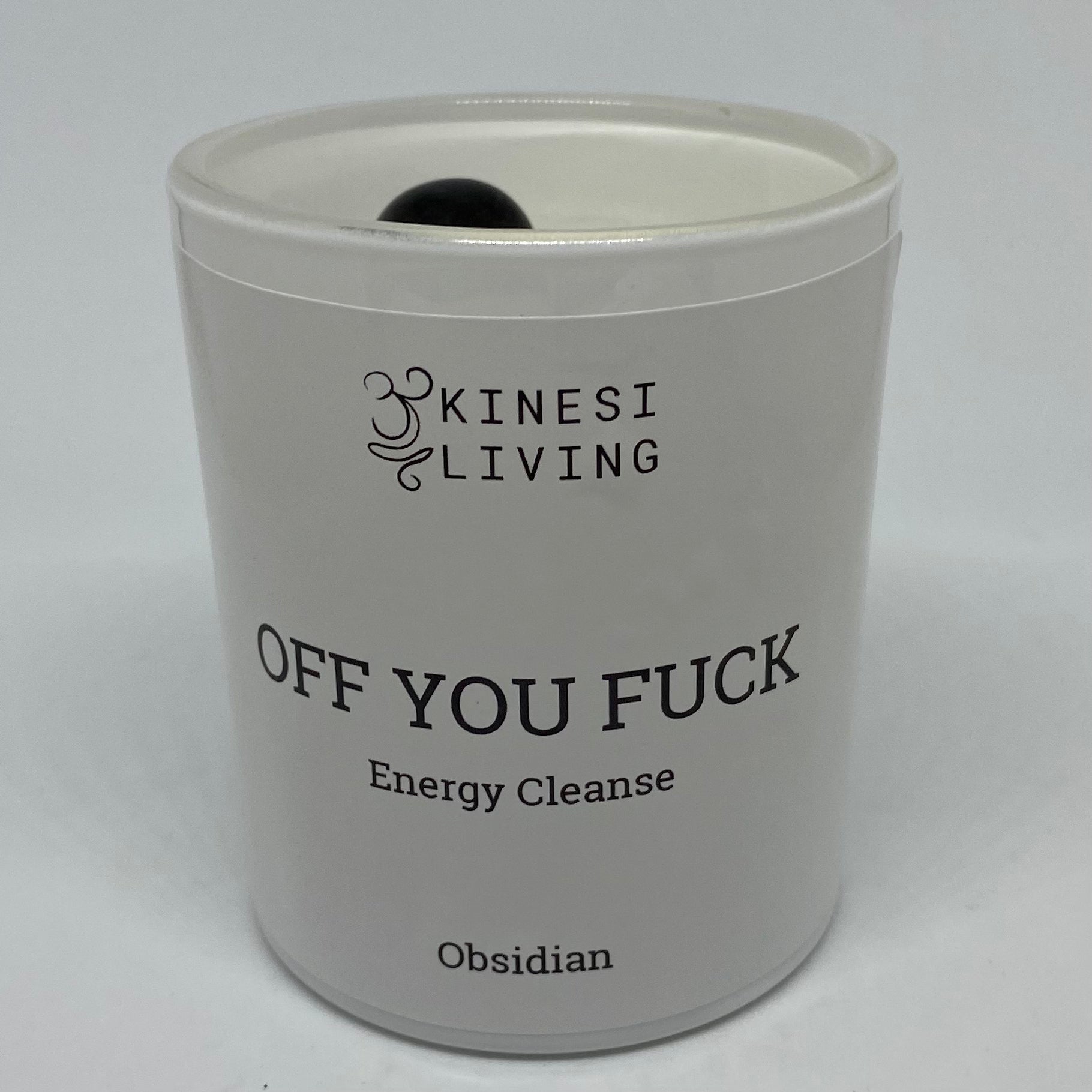 Off You Fuck Black Obsidian candle - Negative energy clearing crystal candle Australia