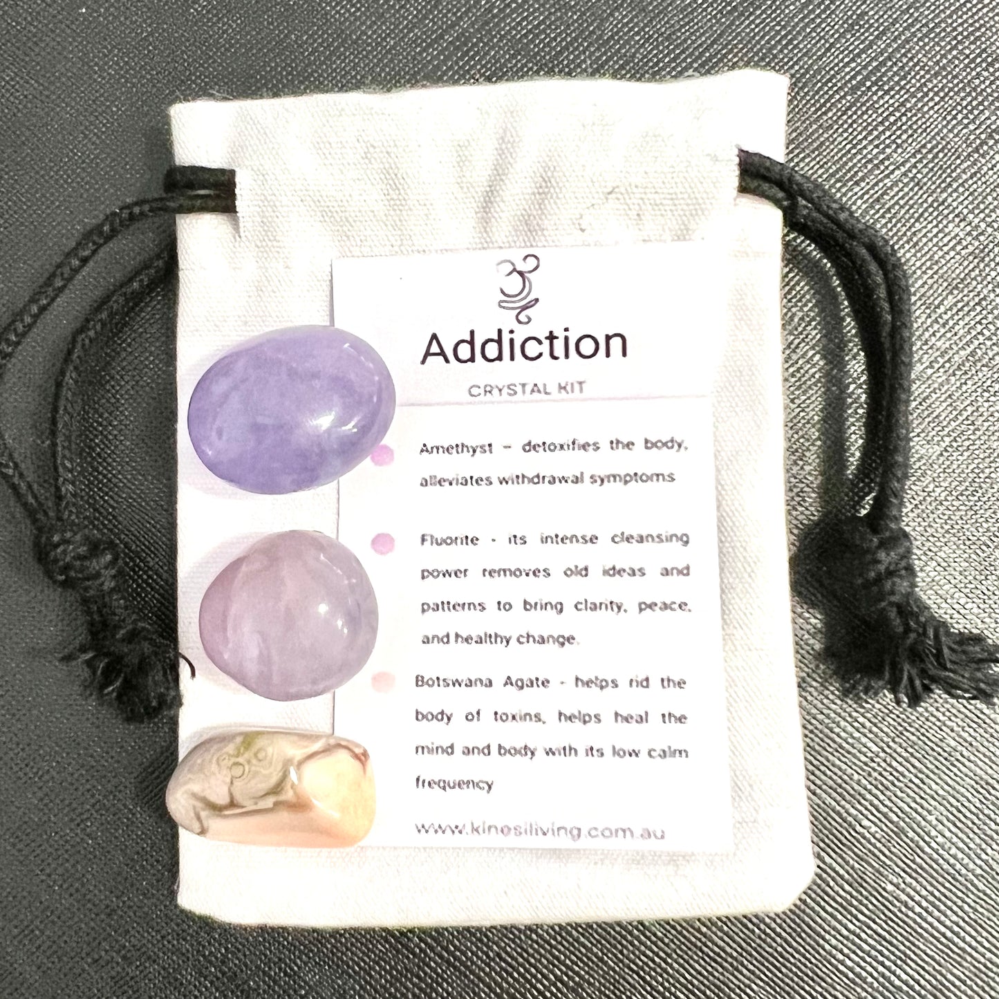 Addiction Support Crystal Kit - Recovery stones Amethyst Purple Fluorite Australia