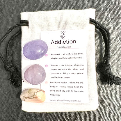 Addiction Support Crystal Kit - Recovery stones Amethyst Purple Fluorite Australia