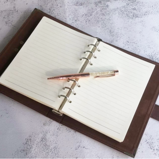 Leather Chakra Journal crystal pen set - A5 goddess notebook Australia