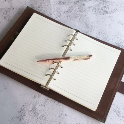 Leather Chakra Journal crystal pen set - A5 goddess notebook Australia